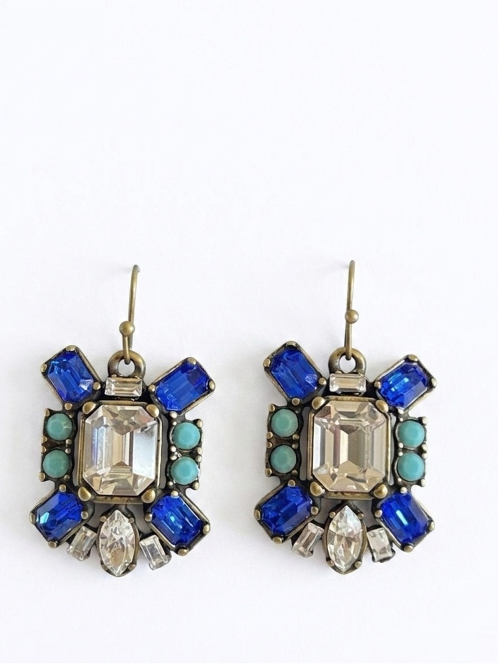 NWT Australian Crystal Blue and Gold Statement Earrings